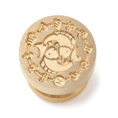 Golden Plated Round Shaped Wax Seal Brass Stamp Head STAM-K002-01G-02-1