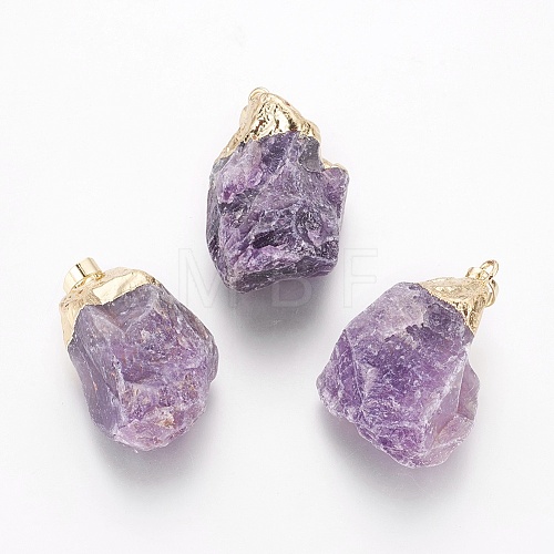 Natural Amethyst Pendants G-O169-01B-03G-1