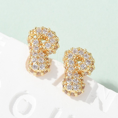 Brass Micro Pave Cubic Zirconia Stud Earrings EJEW-Z091-04G-P-1