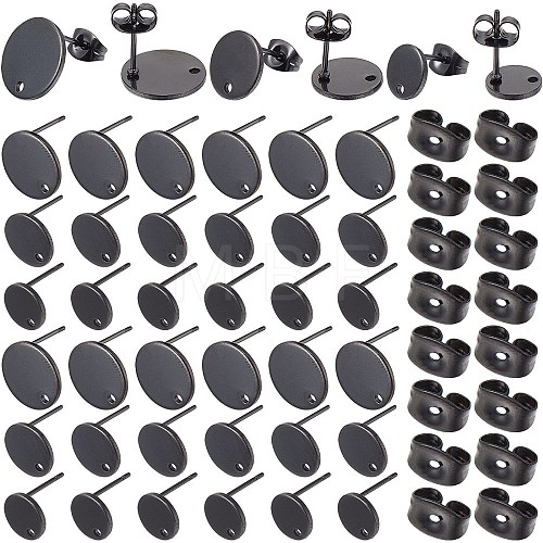 SOFPLATE 36Pcs 3 Size Flat Round 304 Stainless Steel Stud Earring Findings STAS-SP0001-59EB-1