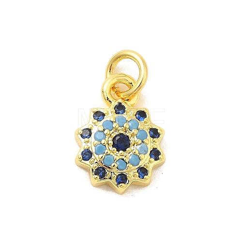 Real 18K Gold Plated Rack Plating Brass Micro Pave Cubic Zirconia Pendants Charms KK-S396-01G-1