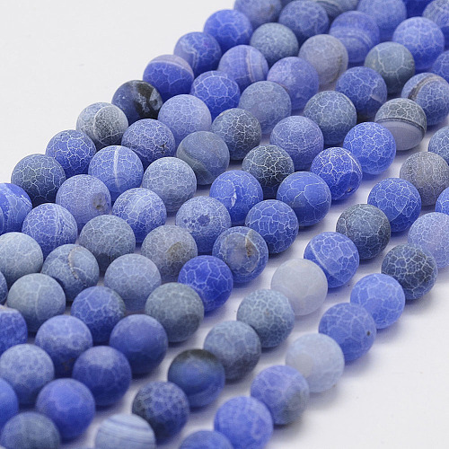 Frosted Natural Weathered Agate Beads Strands G-F367-8mm-01-1