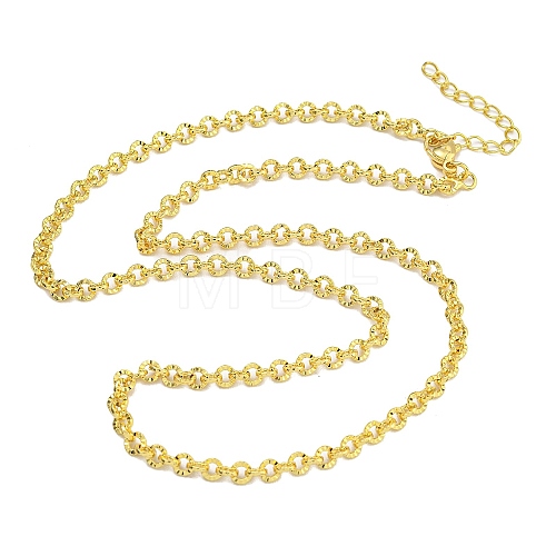 Rack Plating Brass Textured Rolo Chain Necklaces for Women NJEW-C059-25G-1