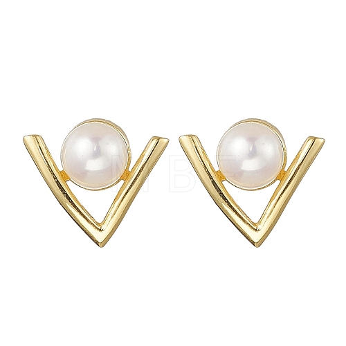 Natural Pearl Stud Earrings EJEW-P286-47G-1