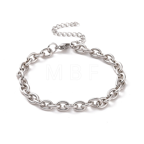 304 Stainless Steel Cable Chain Bracelet for Men Women BJEW-E031-01P-02-1