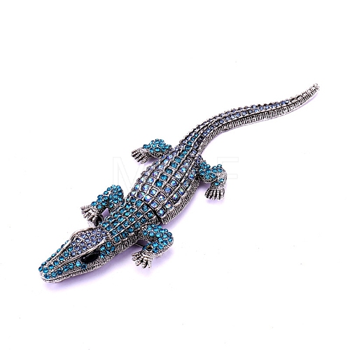 Alloy Rhinestones Alligator Brooches JEWB-S022-07C-1