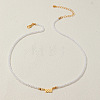 Alloy Number 888 Pendant Resin Imitation Pearl White Round Beaded Necklaces for Women FS-WGE7FDC-08-1