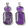 Natural Amethyst Human Body Shaped Pendants G-P552-03P-01-1