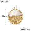 Flat Round Charms 304 Stainless Steel Shell Pendants STAS-OY004-56G-2