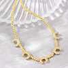 Brass Micro Pave Clear Cubic Zirconia Double Horn and Round Beaded Necklaces KK-CBA4547-06G-3