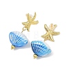 Lampwork Shell Shape Dangle Stud Earrings EJEW-JE07356-3