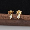 925 Sterling Silver Clear Cubic Zirconia Stud Earrings EJEW-Q032-01F-G-1