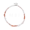 Natural Carnelian & Rose Quartz & Quartz Crystal Chip Beaded Necklaces NJEW-JN05099-03-4