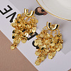 Glitter Brass Tassel Glossy Flakes Stud Earrings EJEW-Q391-18G-1