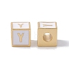 Rack Plating Brass Enamel Beads KK-B060-04G-04Y-1