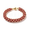 Glass Seed Beaded Bracelet with Brass Magnetic Clasp BJEW-JB07802-01-1