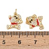 Christmas Brass Micro Pave Cubic Zirconia Enamel Charms KK-L255-19G-09-3