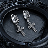 304 Stainless Steel Cubic Zirconia Hoop Dangle Earrings for Men WG5B424-01-1