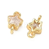 Brass Pave Cubic Zirconia Star Connector Charms KK-P348-08G-03-2