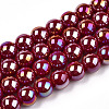 Electroplate Opaque Glass Beads Strands GLAA-T032-P8mm-AB05-1