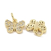 Brass with Clear Cubic Zirconia Charms with Jump Rings KK-Q820-08G-2