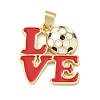 Football Theme Brass Enamel Pendants KK-A303-01A-G01-1