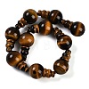 Natural Tiger Eye 3-Hole Guru Beads Strands G-H064-E04-01-3