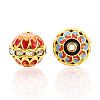 Brass Enamel Beads KK-Q080-01D-G-2