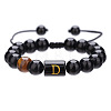 Natural Black Agate & Tiger Eye Round Beaded Adjustable Bracelets HL8029-4-1