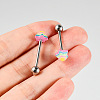 304 Stainless Steel & Resin Colorful Star Straight Barbell 15 Gauge Piercing Tongue Rings for Women Men WGB9B34-01-5