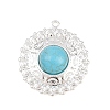 304 Stainless Steel with Synthetic Turquoise Pendants STAS-H253-01D-S-1