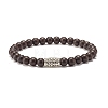 3Pcs 3 Style Natural Obsidian & Tiger Eye & Wood Stretch Bracelets Set BJEW-JB07622-4