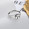 Round Rhodium Plated 925 Sterling Silver Adjustable Rings FS-WG2BA4F-01-1