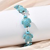Synthetic Turquoise & Non-magnetic Hematite Beads Stretch Bracelets for Women Men BJEW-JB13729-01-4