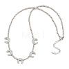 Brass Micro Pave Clear Cubic Zirconia Double Horn and Round Beaded Necklaces KK-CBA4547-06P-5