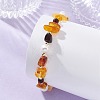 Natural Amber & Cultured Freshwater Pearl & Brass Beaded Bracelets for Women BJEW-JB13660-2