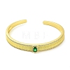 Brass Pave Green Cubic Zirconia Open Cuff Bangles for Women BJEW-M312-01A-G-2