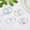 FIBLOOM 4 Pairs 4 Colors Bohemian Style Miyuki Seed Beaded Hoop Earrings EJEW-FI0001-83-7