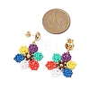 Glass Seed Bead Flower Dangle Stud Earrings for Women EJEW-MZ00268-3