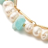 Natural Flower Amazonite & Pearl Beads Double Layered Bracelet X1-BJEW-TA00025-04-4