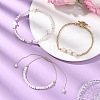 3Pcs 3 Styles Shell Pearl Beaded Stretch Bracelets & Brass Rolo Chains Bracelets & Natural Cultured Freshwater Pearl Beaded Braided Bead Bracelets for Women BJEW-JB12786-2