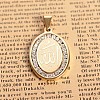 304 Stainless Steel Crystal Rhinestone Flat Oval with Allah Pendants STAS-E093-07G-1