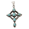 304 Stainless Steel Pave Dyed Synthetic Turquoise Pendants STAS-R140-05AS-04-1