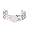 304 Stainless Steel Multi-strand Cuff Bracelet Blanks with Flat Round Bezel Settings SA-CBA4160-01C-P-2