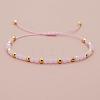 Glass & Brass Round Beads Braided Bead Bracelets RD6595-4-1