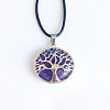 Alloy Pave Natural Amethyst Tree of Life Pendant Necklaces KW6501-3-1