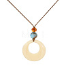Resin Ring Pendant Long Necklaces with Wax Cord FS-WGD1F48-01-1