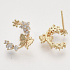 Brass Micro Pave Clear Cubic Zirconia Stud Earrings LS-X-EJEW-T007-14G-NF-1