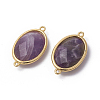 Golden Tone Brass Amethyst Links connectors G-F339-A01-2