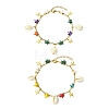 2Pcs 2 Styles Ocean Dyed Synthetic Turquoise Starfish Link Chain Anklets AJEW-AN00818-2